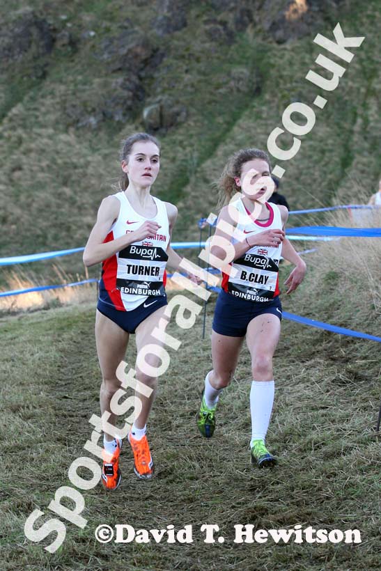 Lydia Turner and Bobby Clay in the junior womens 4k BUPA Great Edinburgh Cross Country. Photo: David T. Hewitson/Sports for All Pics